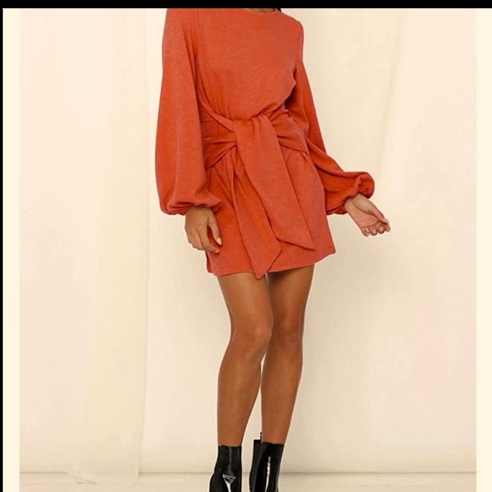 Lightweight cotton  orange wrap dress